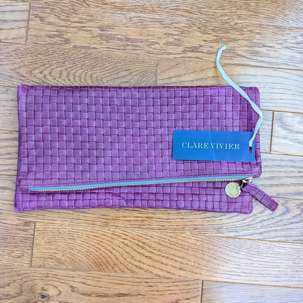 Clare Vivier Purple Woven Clutch